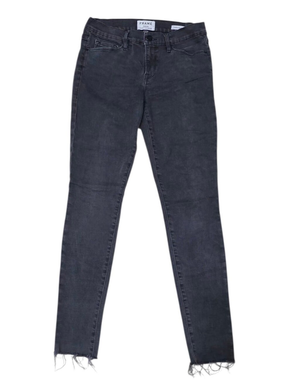 FRAME Le Skinny de Jeanne Jeans Muddy Waters Black Raw Hem Size 29